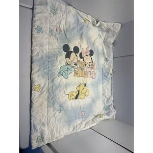 Vintage Dundee Disney Mickey Minnie Pluto Teddy Bear Stars Baby Crib Blanket